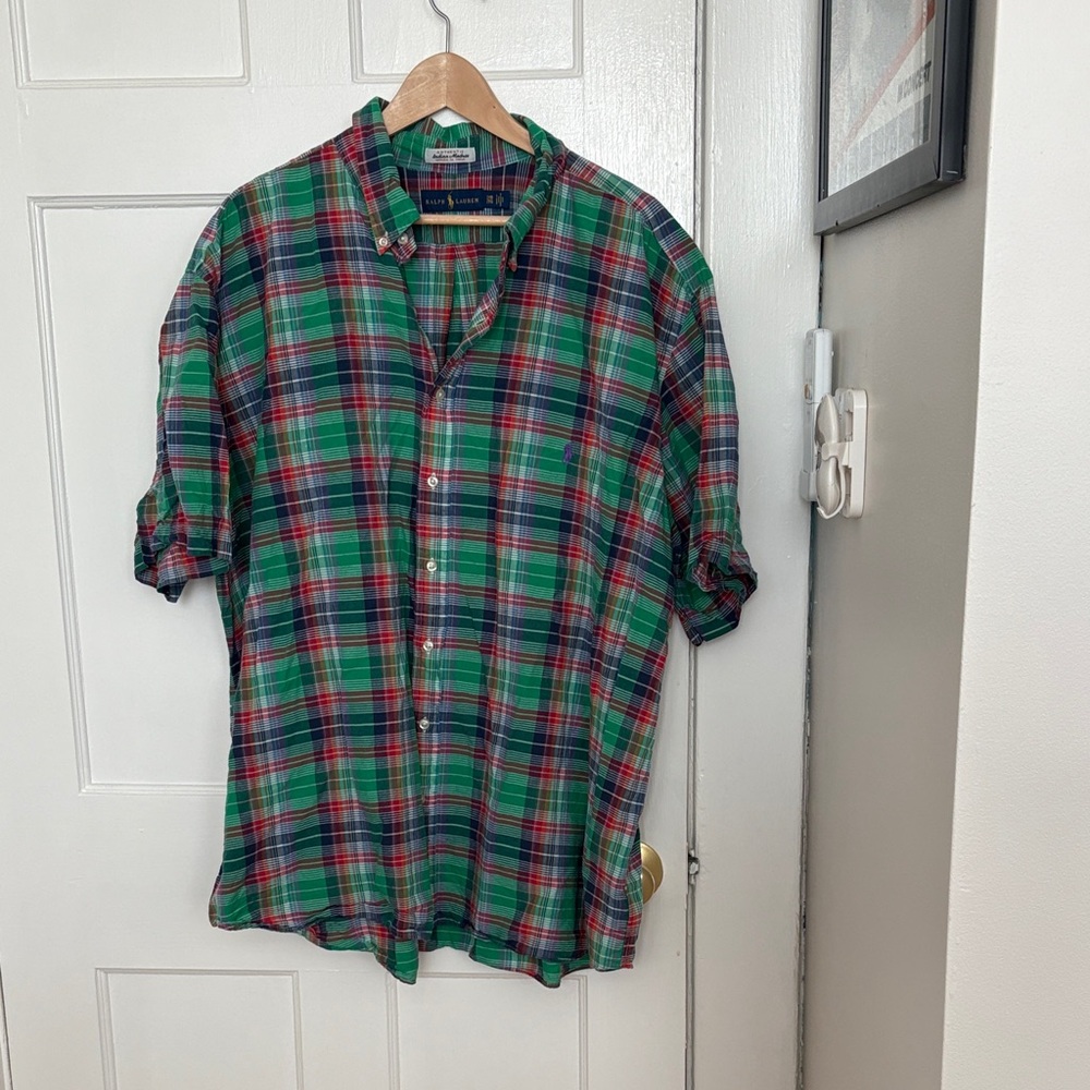 Ralph Lauren Green Madras Button Down Shirt